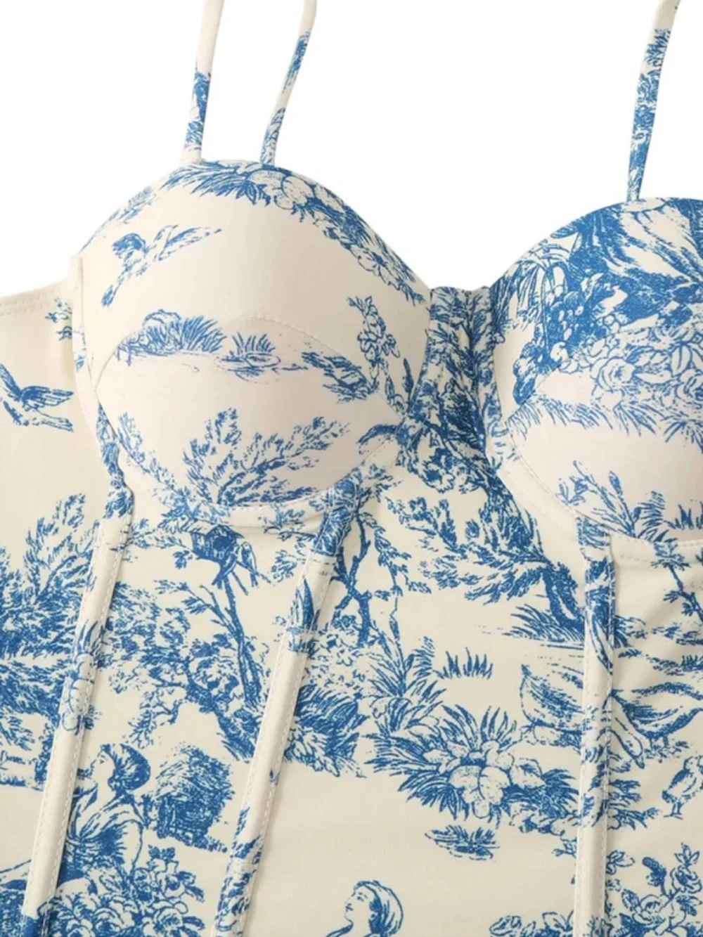 1960s Ink Floral Spaghetti Strap One-Piece Swimsuit new 🆕 - Picture 3 of 5